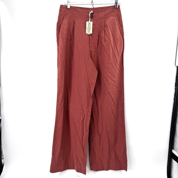 Marine Layer Wide Leg Trousers 8 Hemp Stretch Earthy Coastal Resort Sustainable - Picture 2 of 14